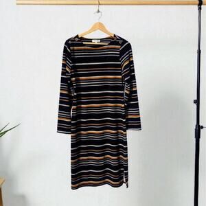 Monteau Striped Fitted Sweater Dress L
